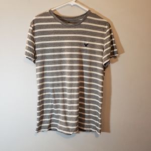 American Eagle Grey/White Striped Shirt Size M